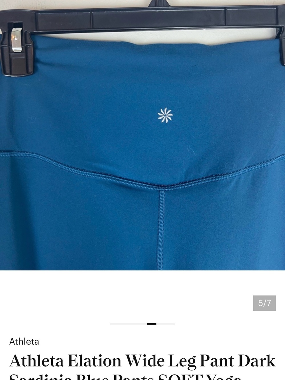 Athleta Elation Wide Leg Pant Dark Sardinia Blue Pants SOFT Yoga - Size S - Picture 5 of 6